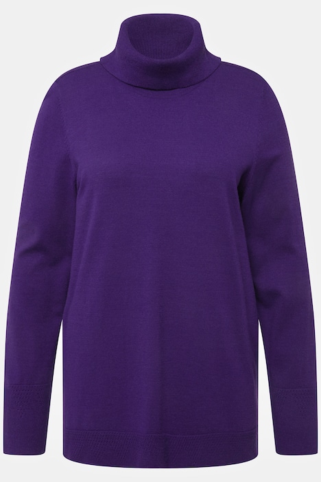 Rollkragenpullover, breite Rippbündchen, Langarm