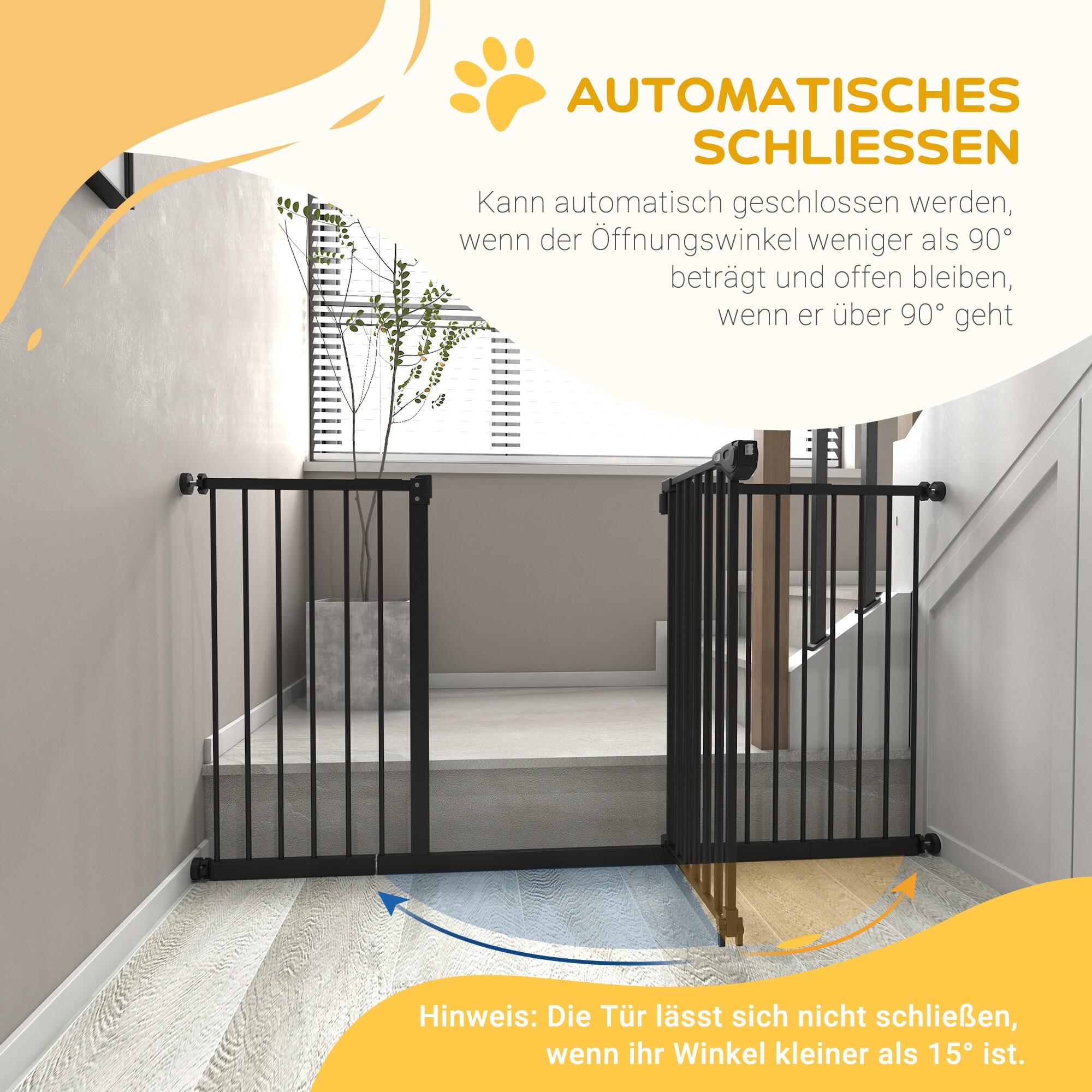 PawHut Absperrgitter ohne Bohrung schwarz 136,3B x 2T x 76,2H cm