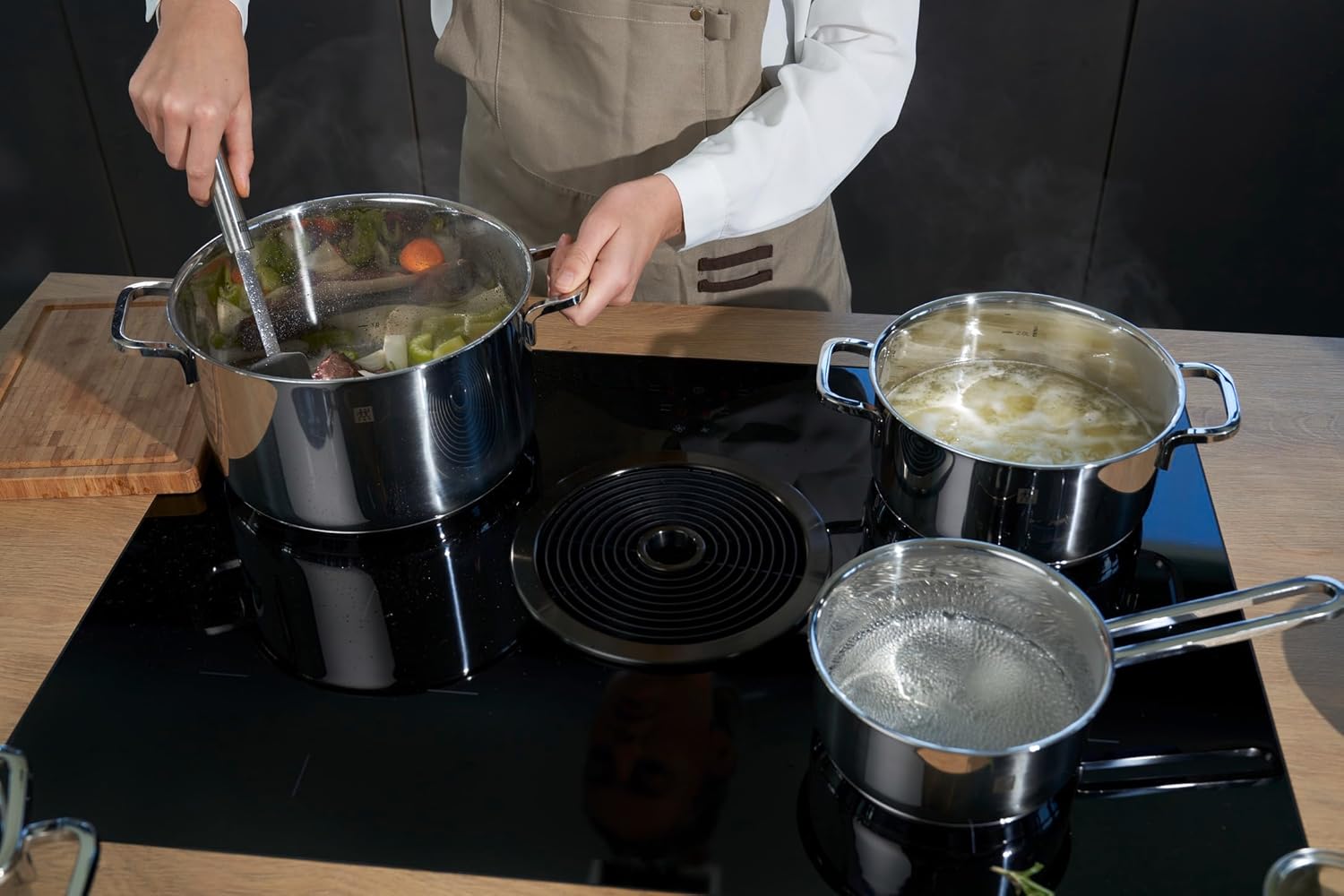 ZWILLING Quadro Kochtopf-Set 5-teilig mit Glasdeckel, Induktionsgeeignet, Unbeschichtet, Edelstahl, Silber