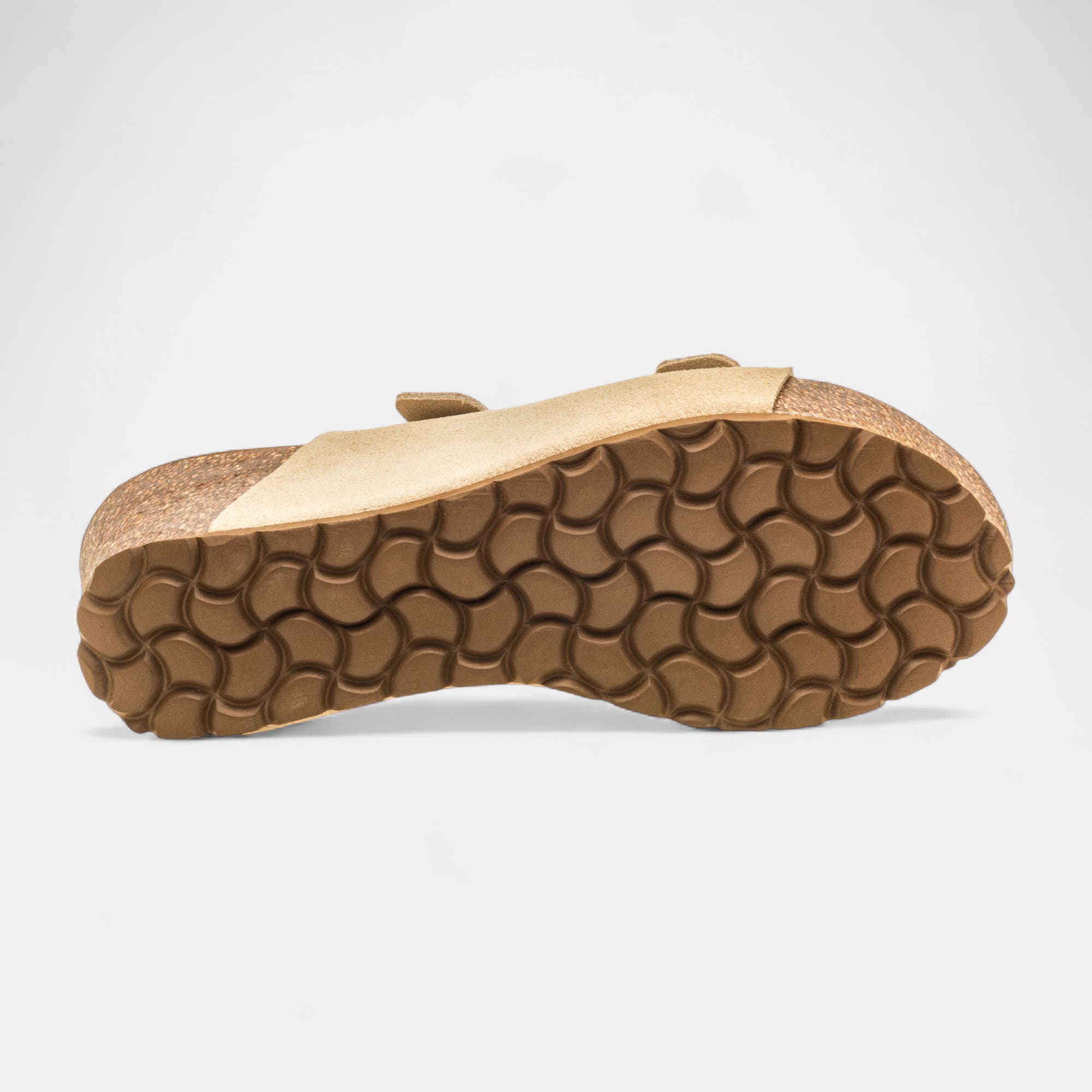 Mules semelle liège à talon compensé Femme en cuir beige