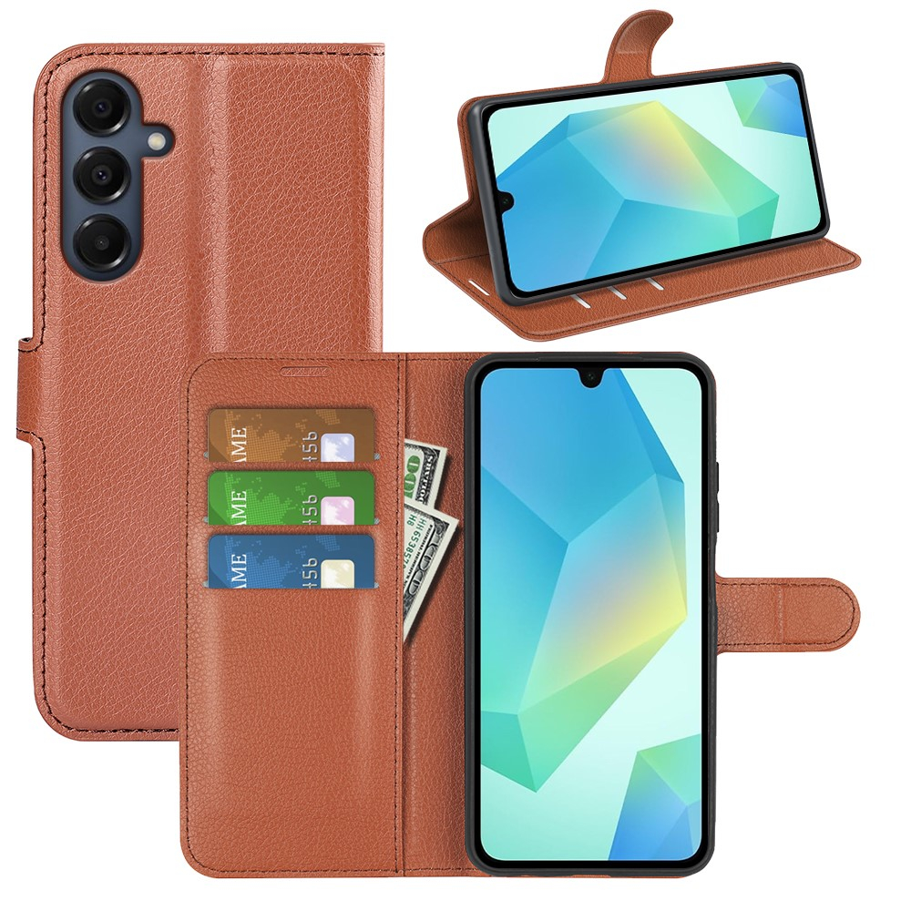 Samsung Galaxy A17 Leder Tasche Flip Cover Litchi Look - Braun