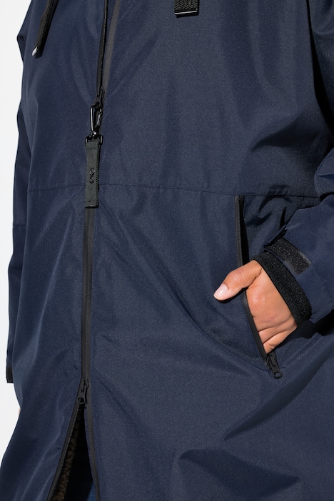 Funktionsjacke, oversized, Teddyfutter, Kapuze, 2-Wege-Zipper