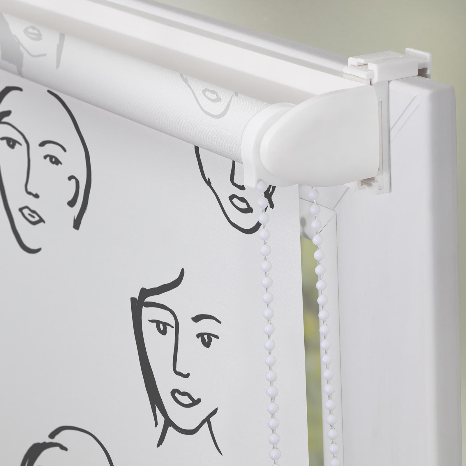 LICHTBLICK Rollo Klemmfix FACES - schwarz-weiß - 45x150 cm