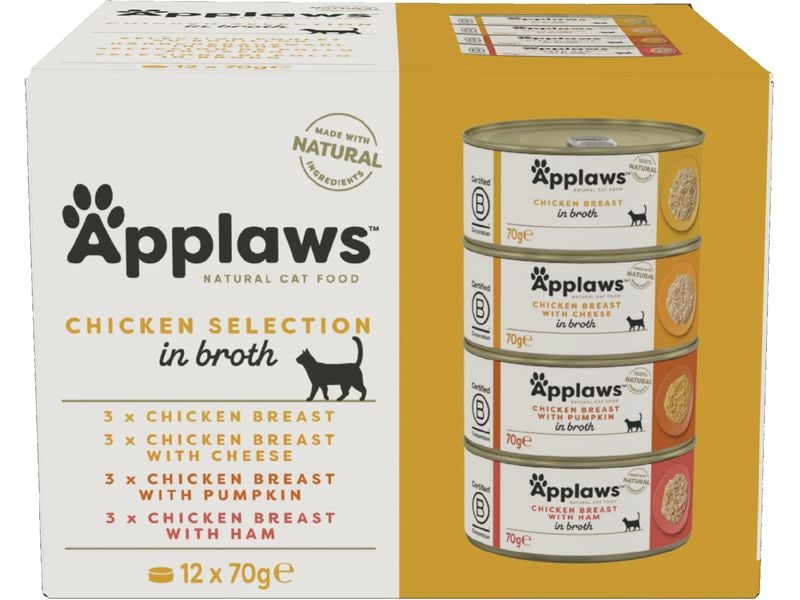 Applaws Nassfutter Chicken Selection in Broth 12 x 70 g Ergänzungsfutter für ausgewachsene Katzen