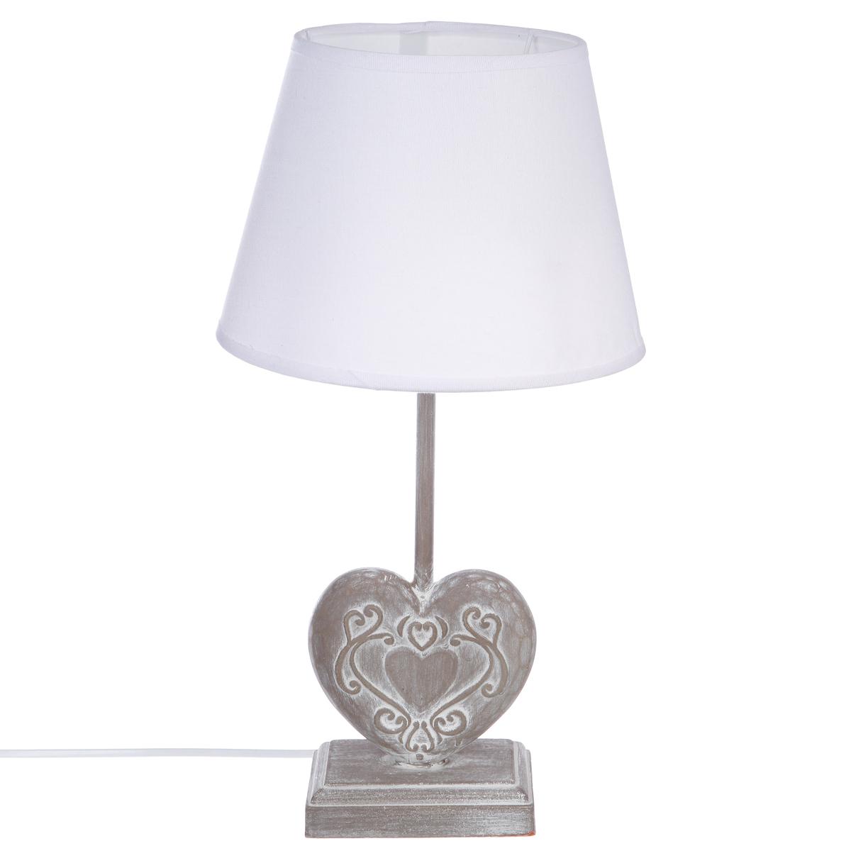 LAMPE BOIS COEUR H.49CM