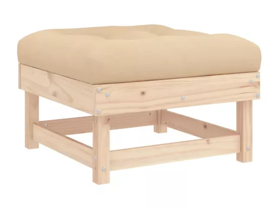 Repose-pied de jardin avec coussin bois de pin massif