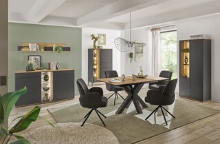 Sideboard Como 169x90x42 cm Anthrazit matt lack / Asteiche-Dekor
