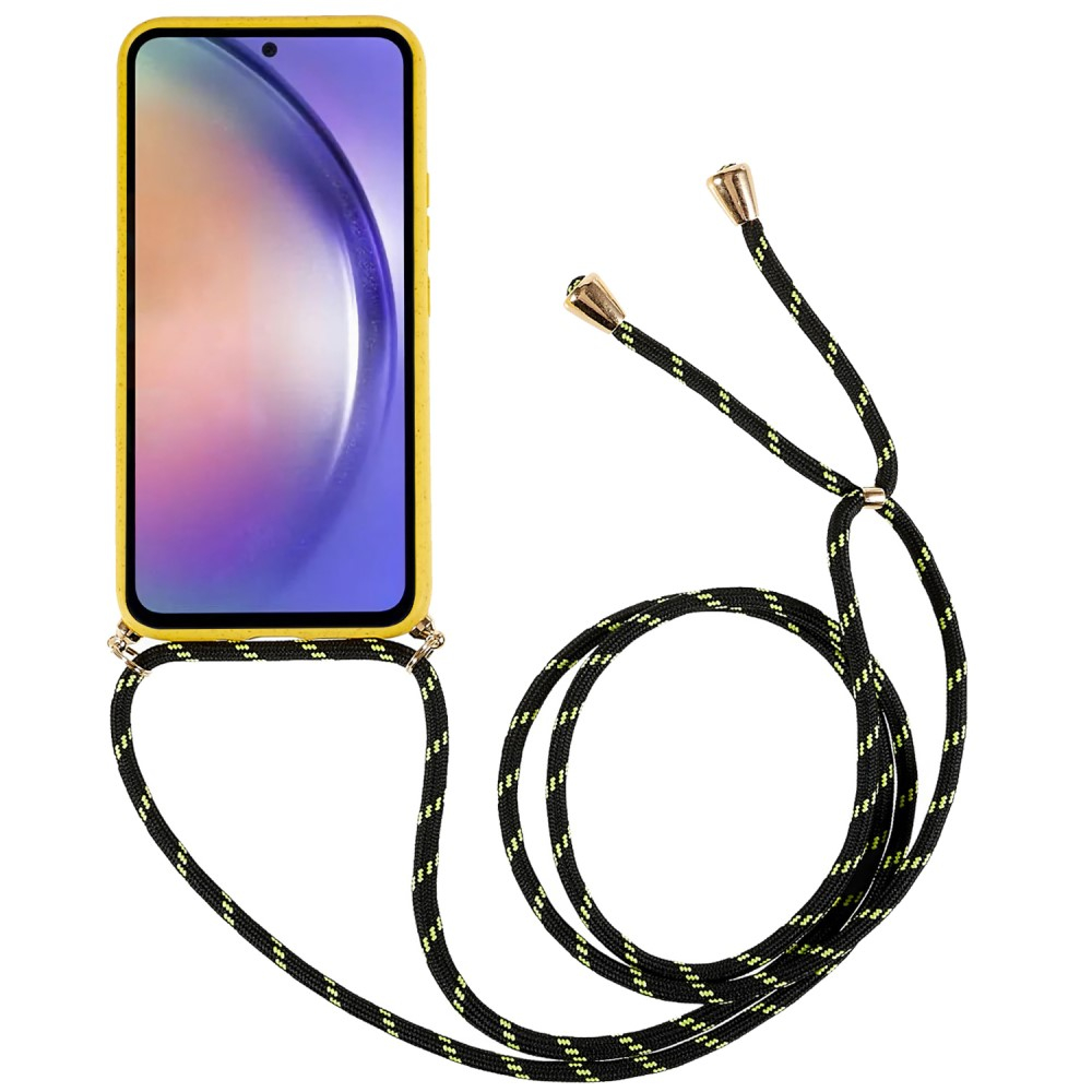Samsung Galaxy A54 5G Necklace Bio Gummi Case Hülle Eco Friendly Nachhaltig Kompostierbar   Handykette (150cm) - Gelb