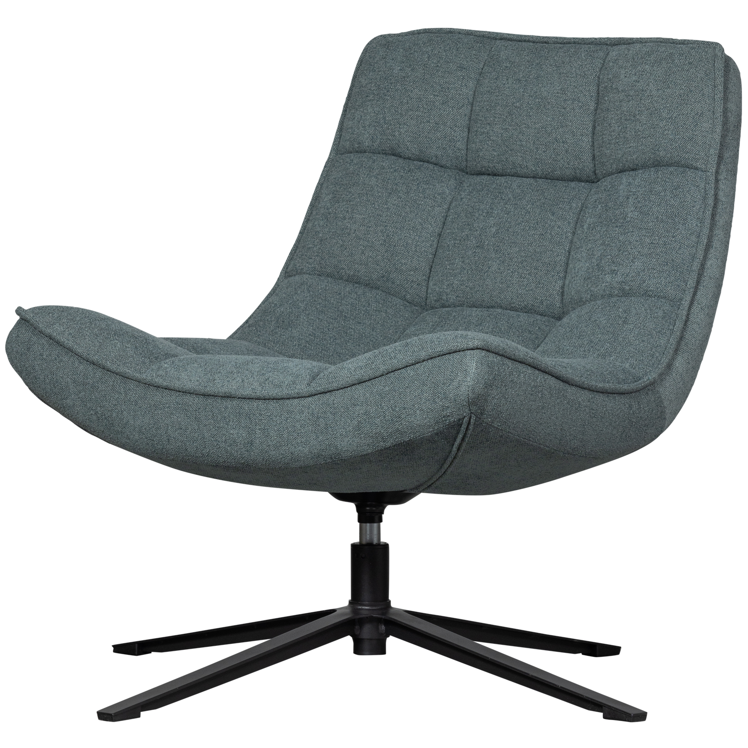 WOOOD Maudi Draaifauteuil - Polyester - Blue Stone - 84x74x86