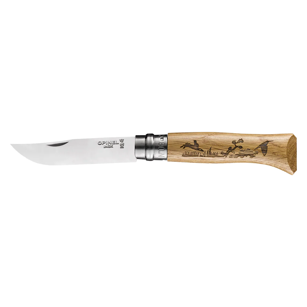 Couteau gravé Animalia lame 8.5 cm Lièvre Opinel