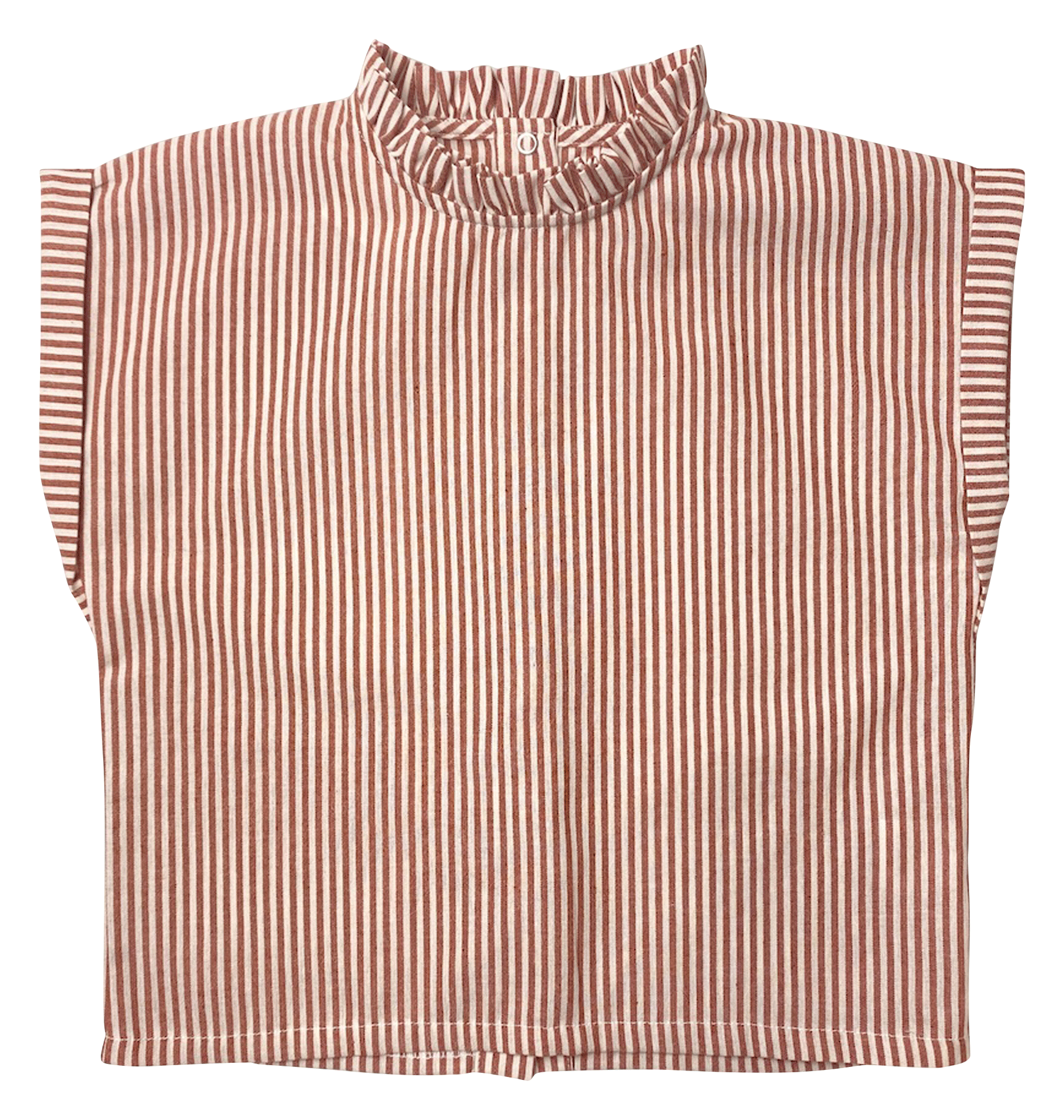 KALA - Blouse col montant à rayures en coton| Marron