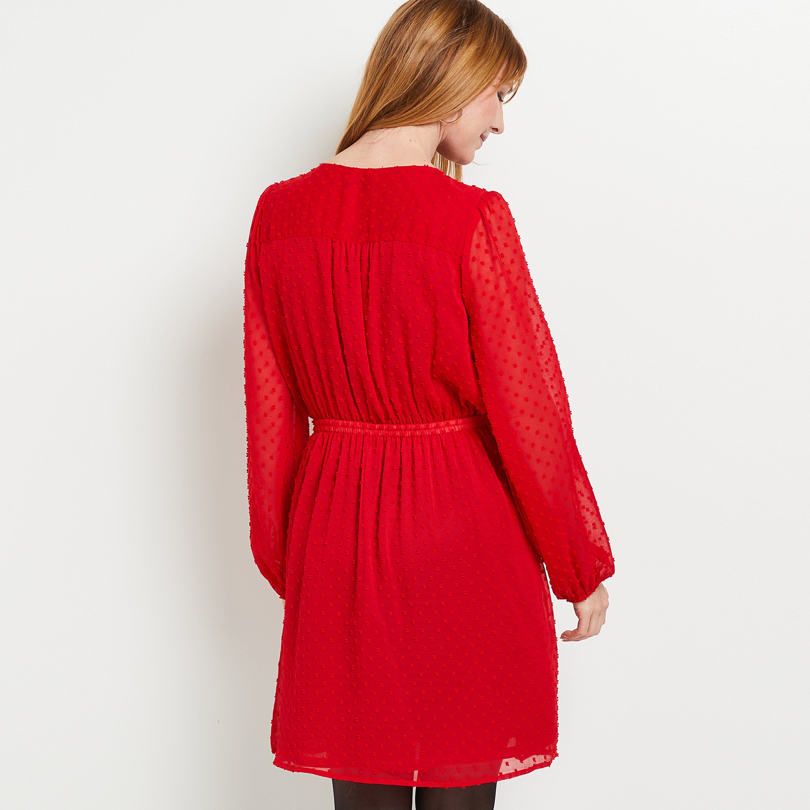 Robe plumetis rouge - ROUGE