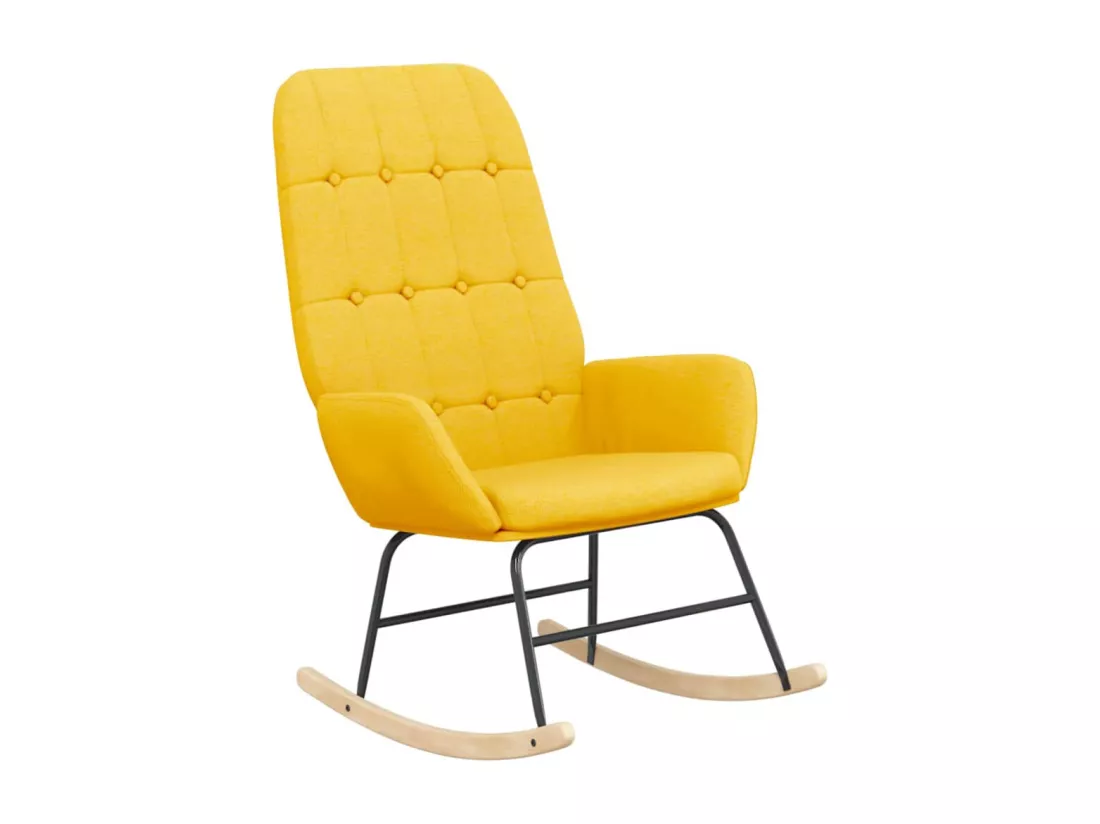 Chaise à bascule avec repose-pied Jaune moutarde Tissu
