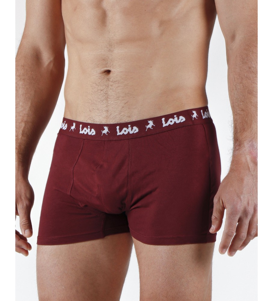 Conjunto de 2 cuecas boxer básicas Lois, azul-marinho e vermelho.