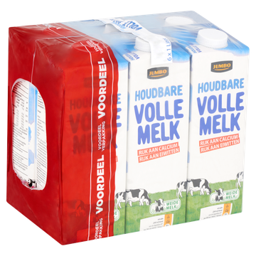 Jumbo Houdbare Volle Melk Voordeelverpakking 6 x 1 L