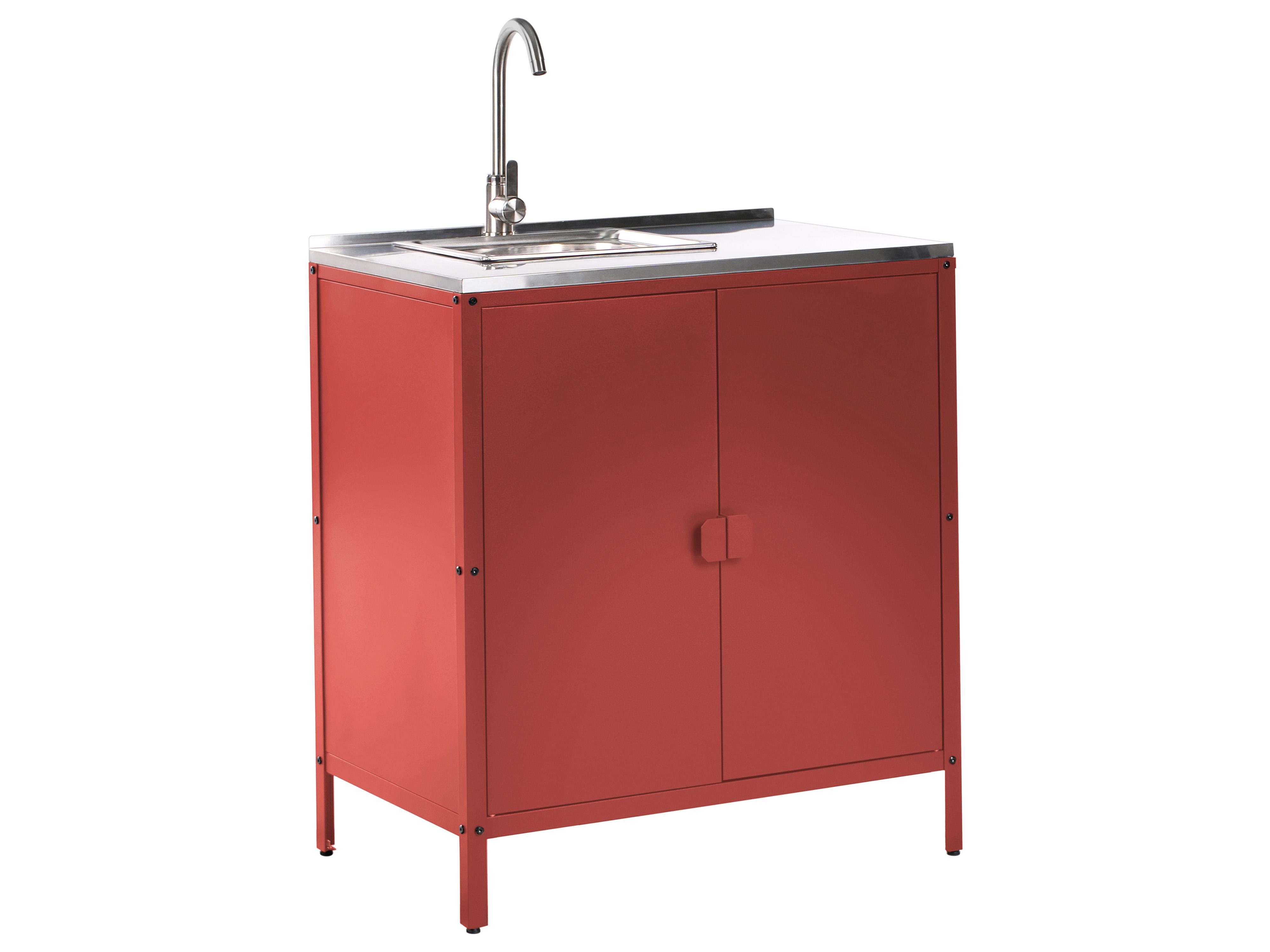 Tuin keukenset 3-delig met spoelbak VILAMA Metaal Rood