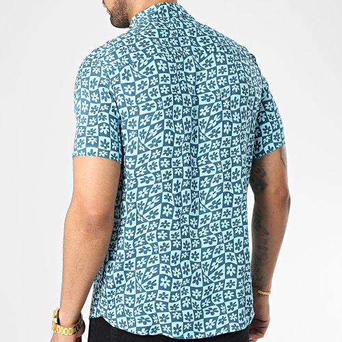 Chemise Manches Courtes Floral Bleu Clair