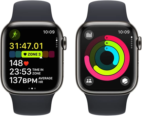 Apple Watch Series 9 GPS   Cellular 41mm Graphite Stainless Steel Case with Midnight Sport Band - M/L