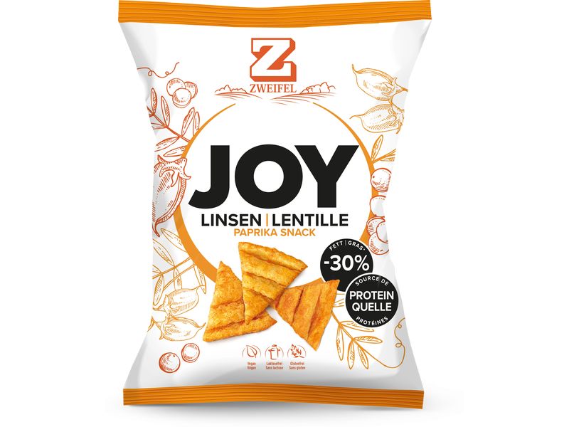 Zweifel Joy Lentil Paprika 80 g Knusprige Linsensnacks mit würziger Paprika