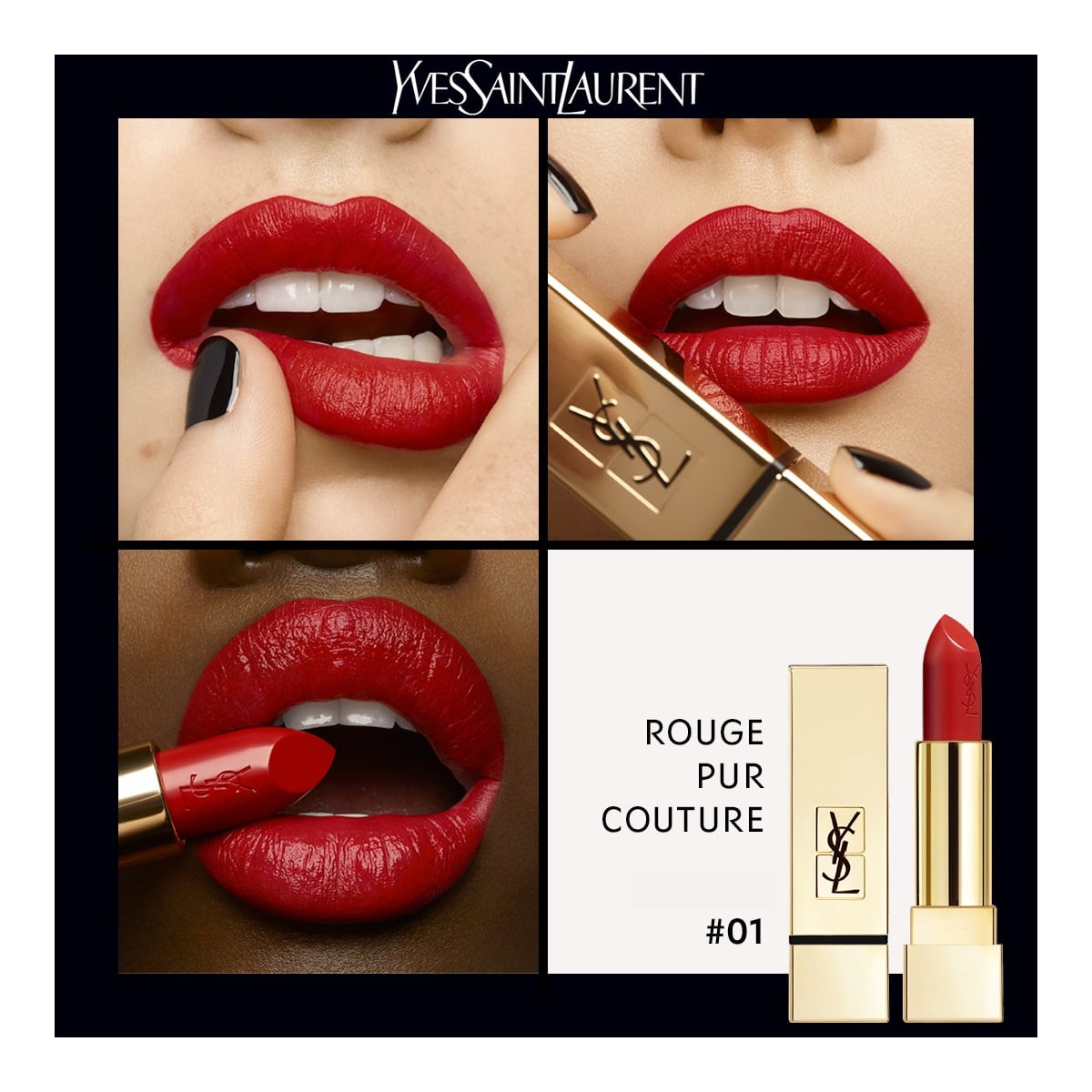 YVES SAINT LAURENT Rouge Pur Couture Rouge à Lèvres Satiné Longue Tenue et Confort