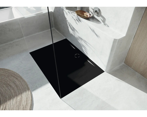 KALDEWEI SUPERPLAN ZERO 1514-5 douchebak, 80 x 75 x 3,7 cm, glanzend zwart, met bakdrager 351447980701