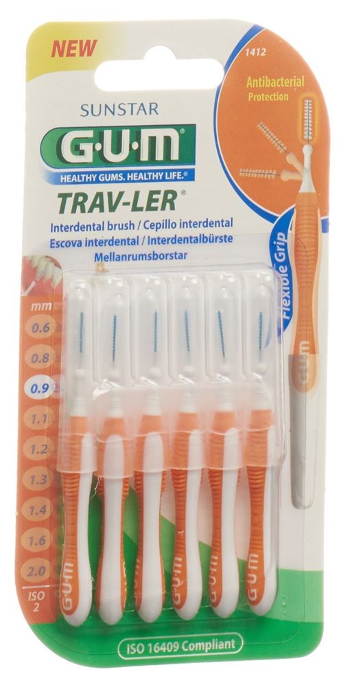 GUM Trav-Ler 0.9mm ISO 2 cylindric orange 6 Stk