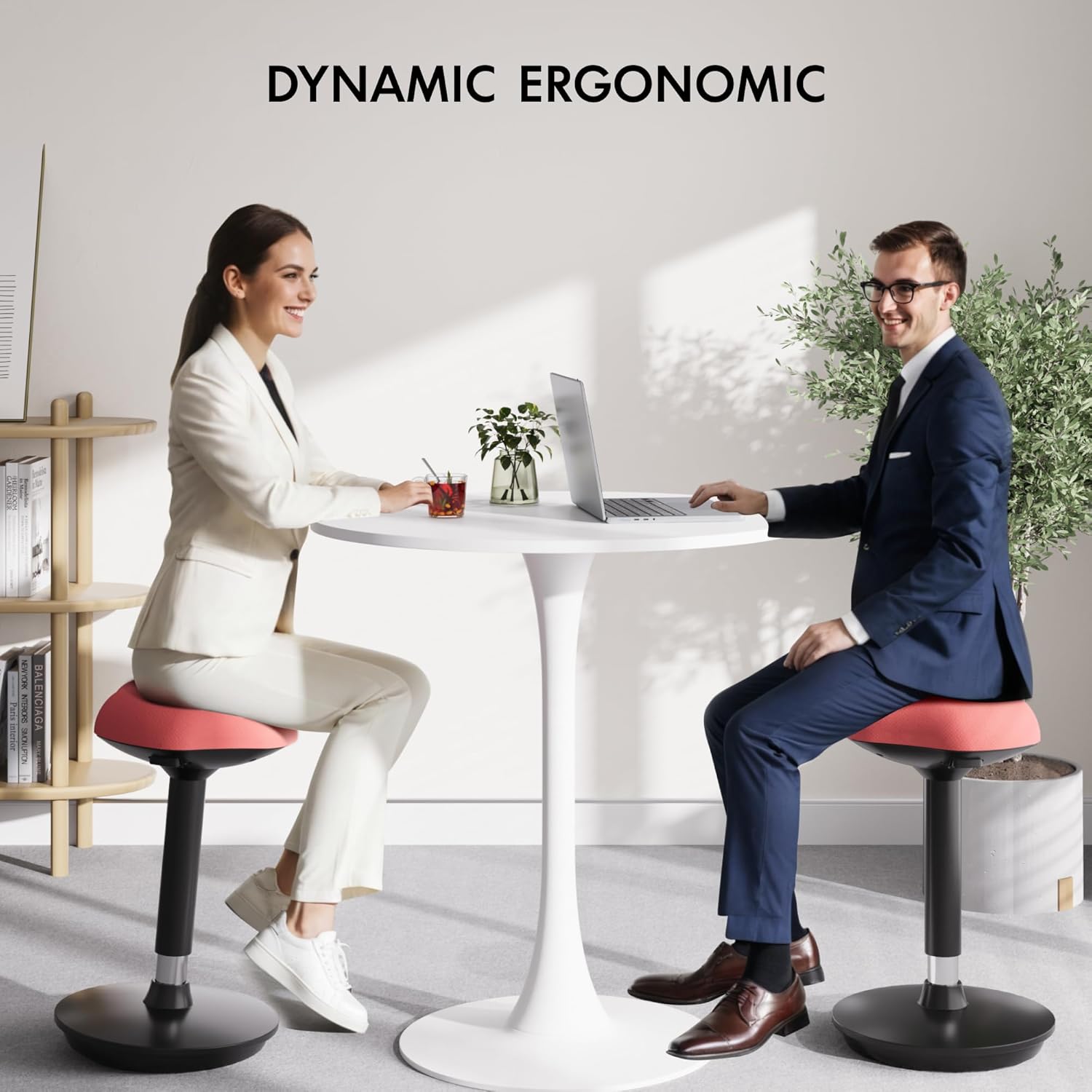 FLEXISPOT Wobble Hocker Stay Active Exercise Office Chair Encourage Movement Height Adjustable Seat for Comfortable Working/Standing Desk Perching Stool RED