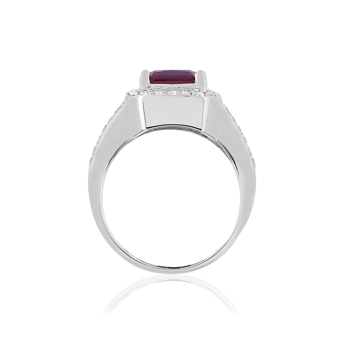 Bague argent 925 rectangle zirconias violet et blancs