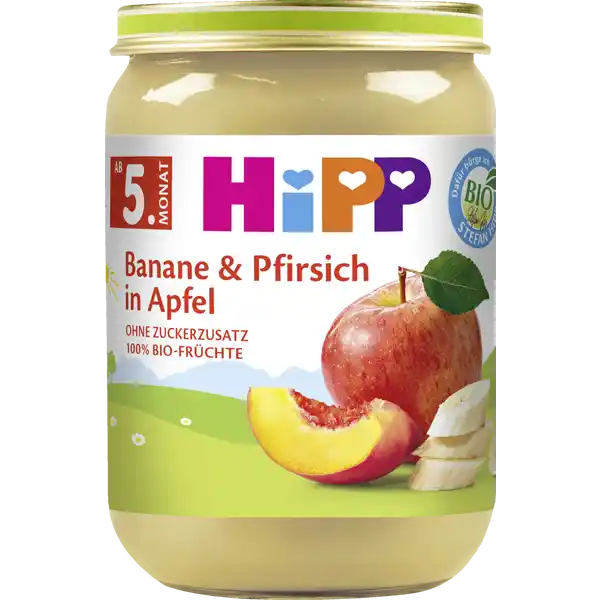 Bio Früchte Banane & Pfirsich in Apfel nach dem 5. Monat