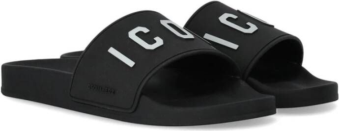 Dsquared2 Zwarte rubberen slippers Stijlvol en comfortabel Zwart