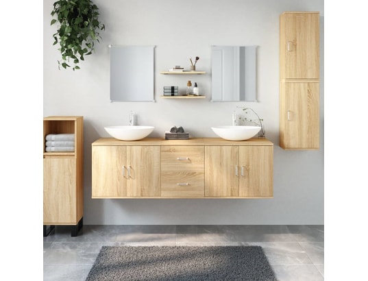 VIDAXL - Ensemble de meubles salle de bain 7 pcs chêne bois d'ingénie...