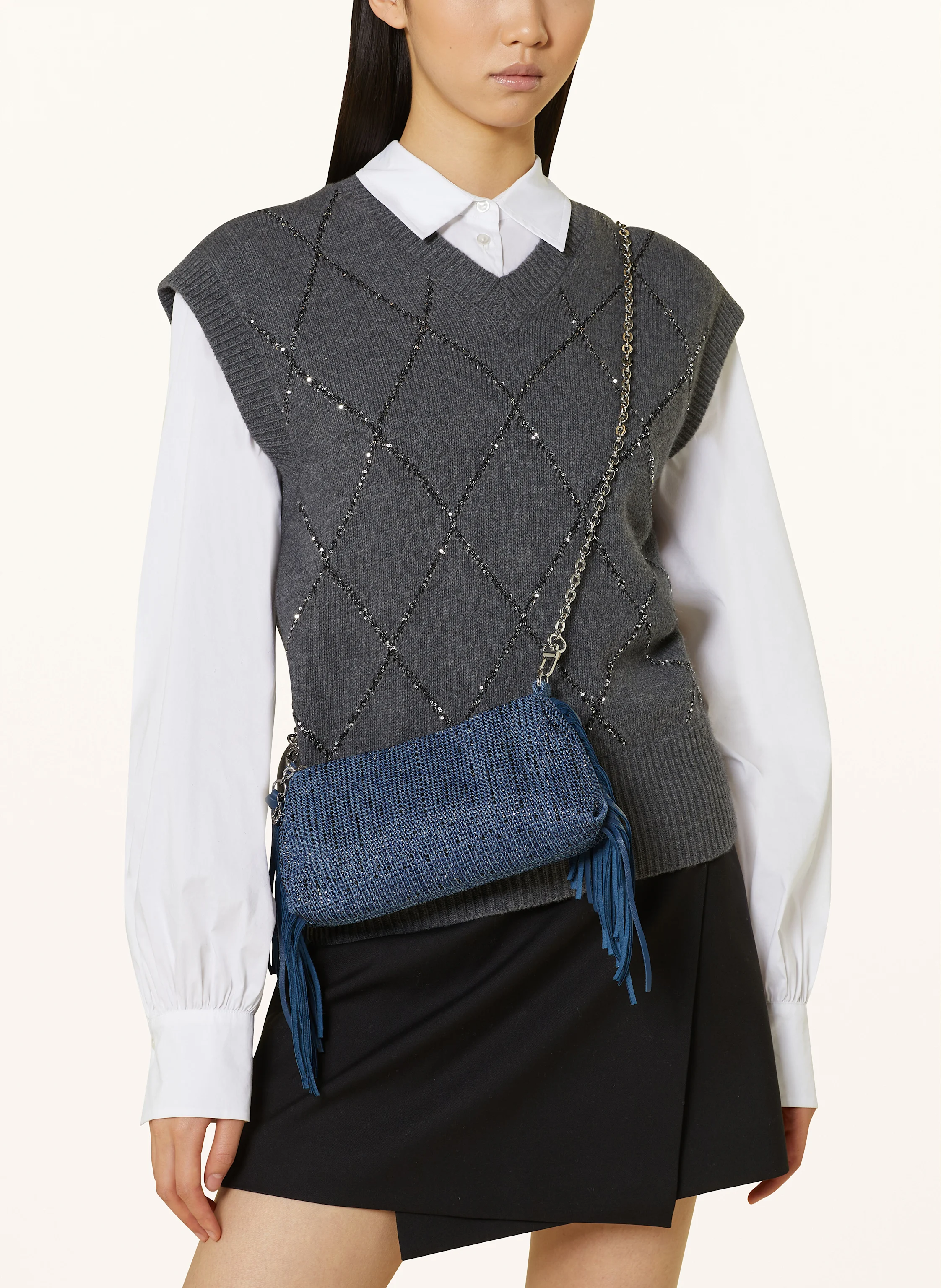 maje Clutch mit Schmucksteinen
