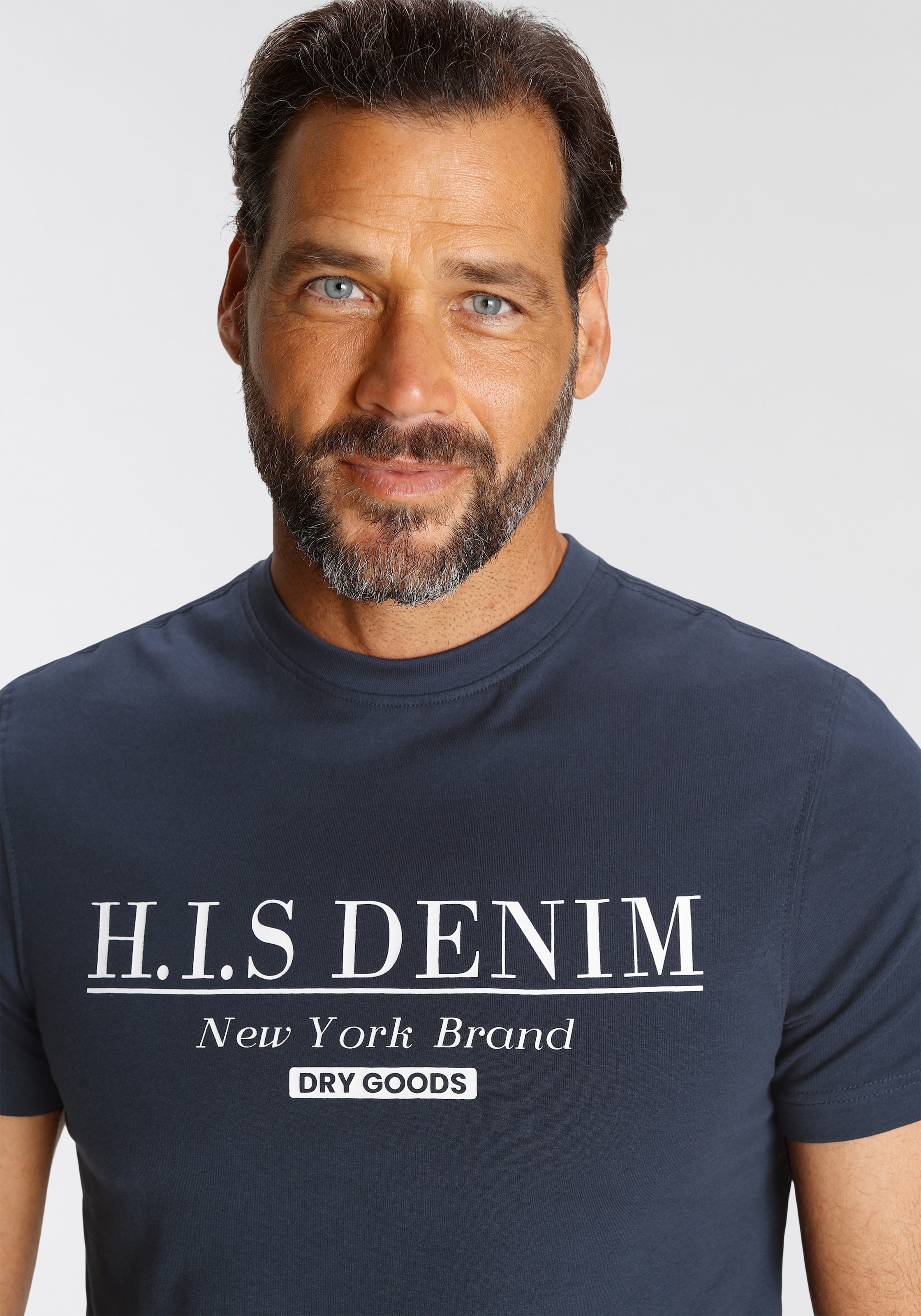 H.I.S T-Shirt , schmale Passform,  bedrucktes Design,  Rundhalsausschnitt