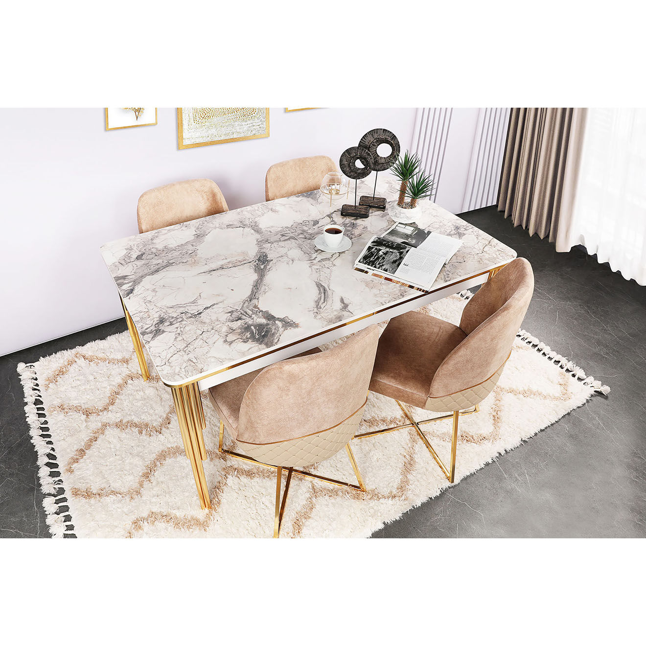 Wooden Art 4 Chaises Madrid marron - 50x90x49 cm