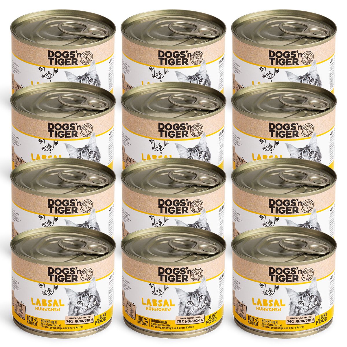 Dogs’n Tiger Adult, Senior, Premium Katzenfutter, Labsal, Katzen Nassfutter, Getreidefrei, Huhn