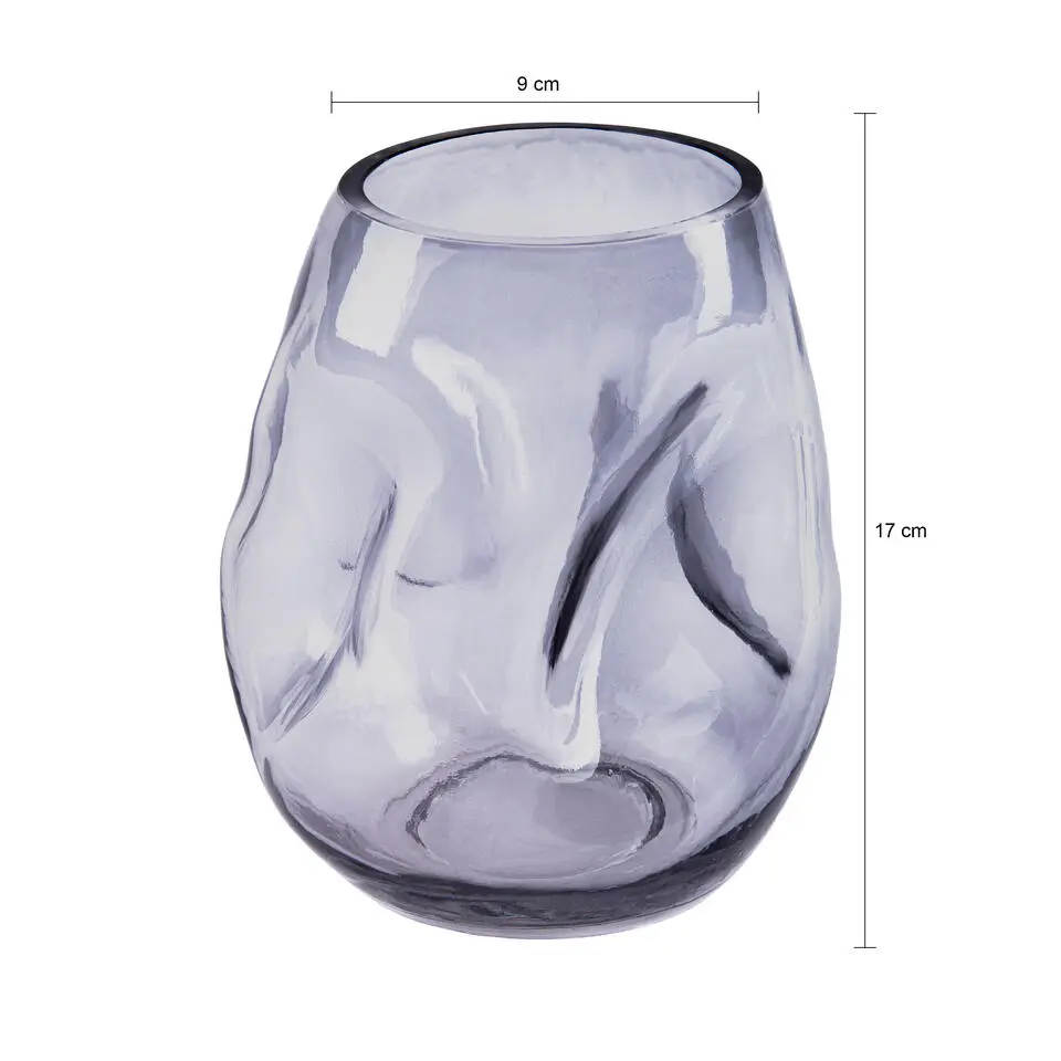 QUVIO Vaas ingedeukt – Maat S – Glas – Grijs
