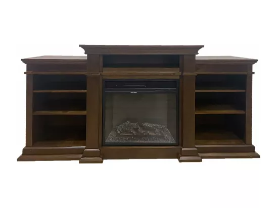 Cheminée électrique sur pied en bois de noyer L179 x P48 x H85