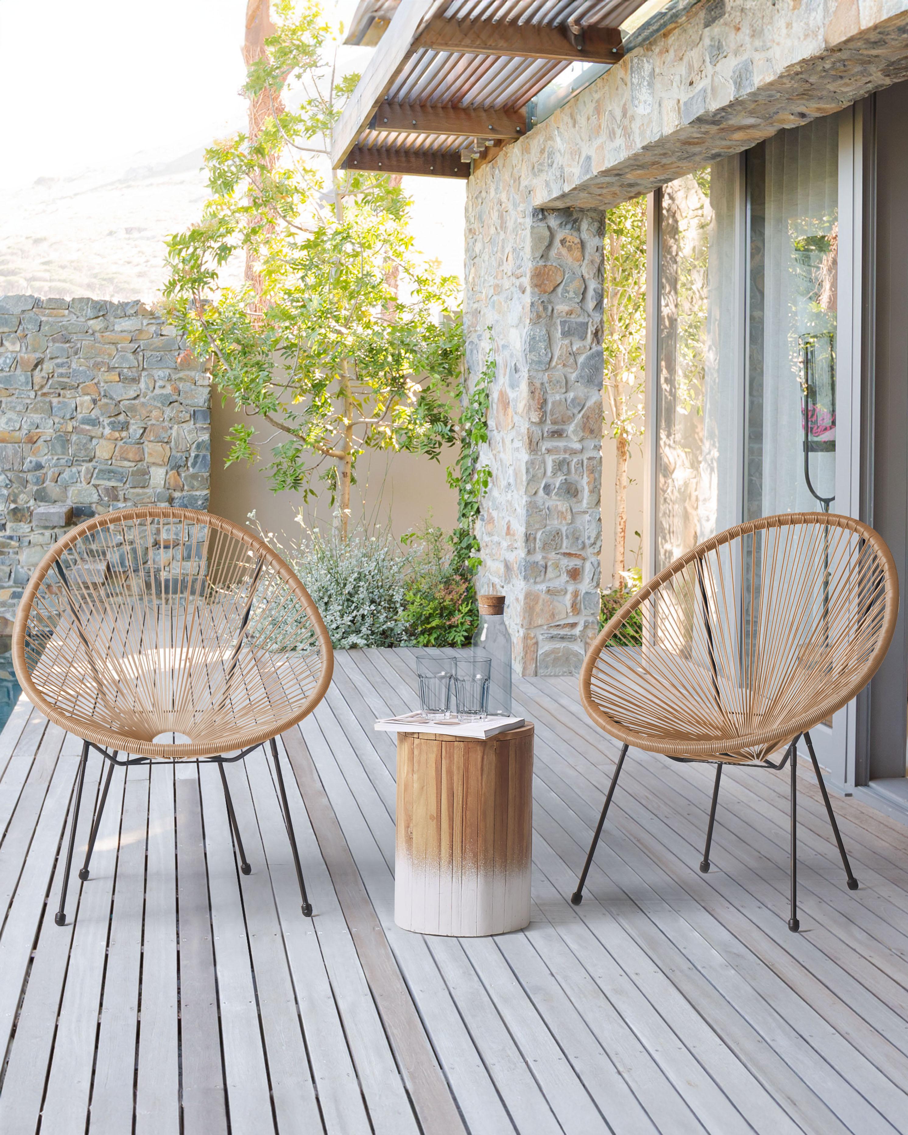 Set van 2 tuinstoelen ACAPULCO II PE rotan Natuurlijk