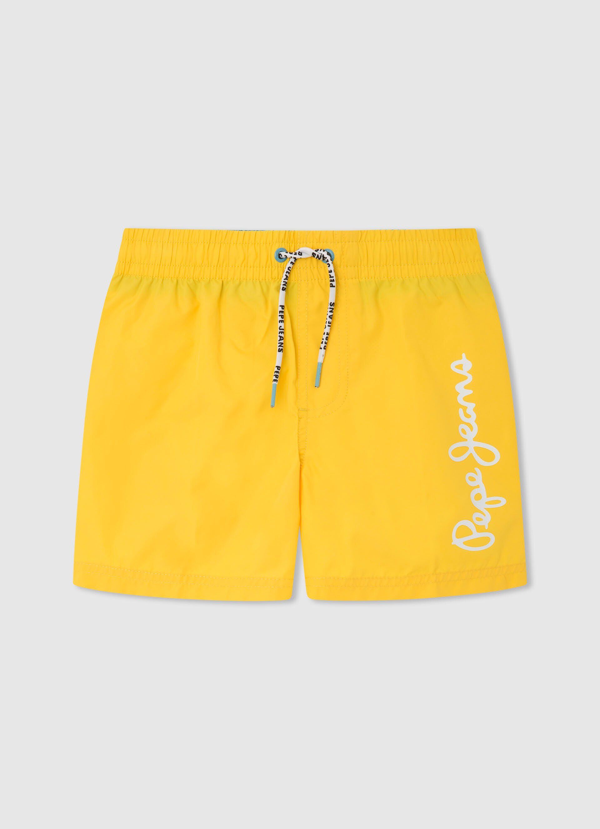 Bermuda com logo estampado - amarelo vibrante