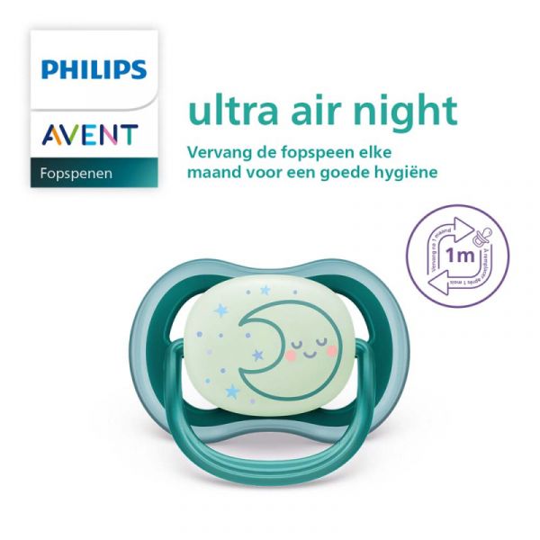 Avent Ultra Air Fopspeen - Nacht - 6-18 Mnd - 2 Stuks