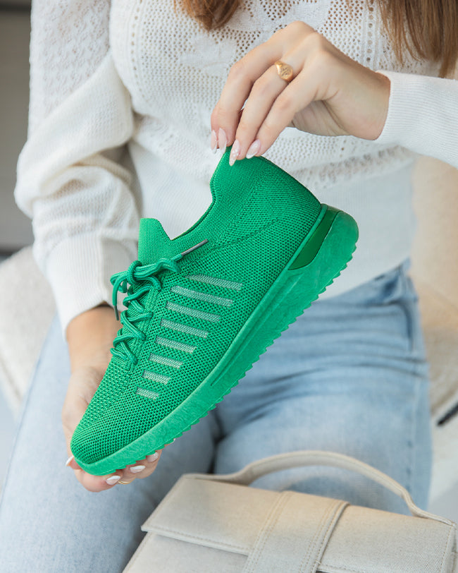 Basket femme sport vert sapin à lacets - Nastya
