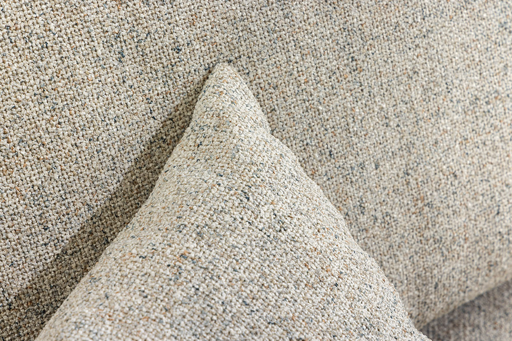 Moderne Wohnlandschaft KENT 220cm beige Strukturstoff  Ecksofa Federkern inkl. Hocker