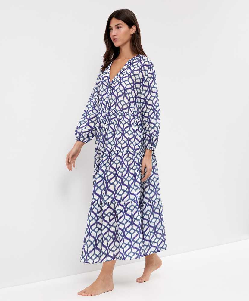 Vestido túnica, 100% algodão, estampado