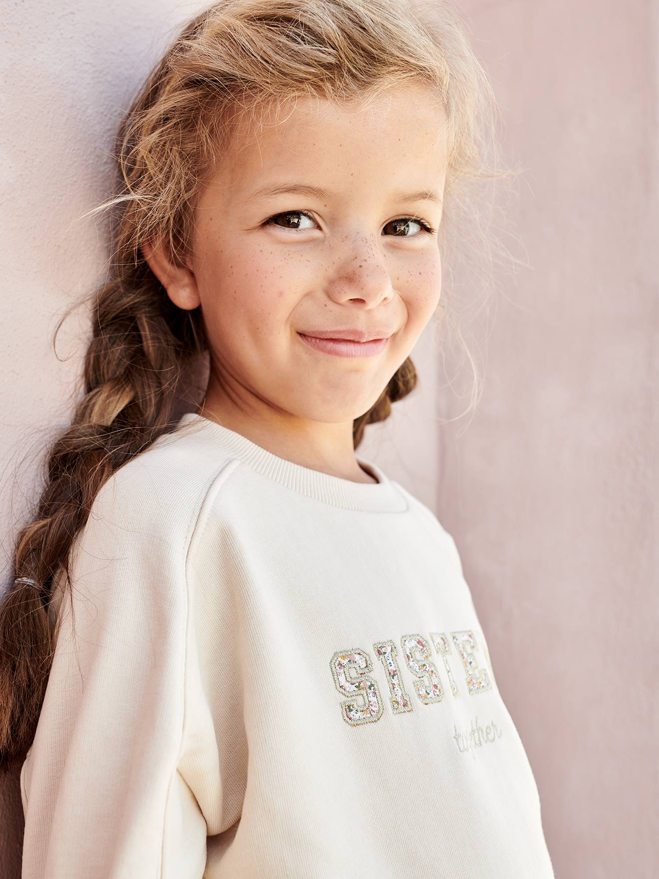 Moletom coral com estampa de letras em estilo fantasia para meninas