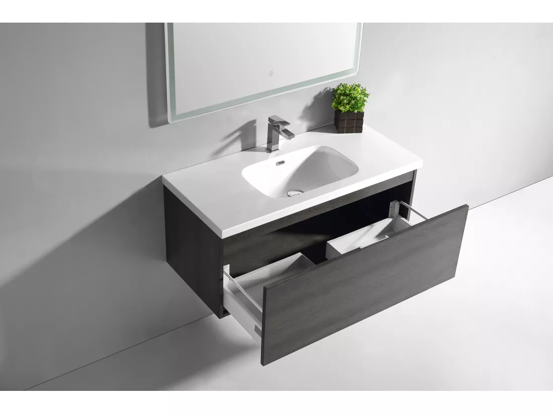 Ensemble de salle bain 120 cm pierre anthracite Aquaterra