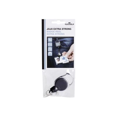 Durable - Enrouleur de badge - bouton pression clip noir