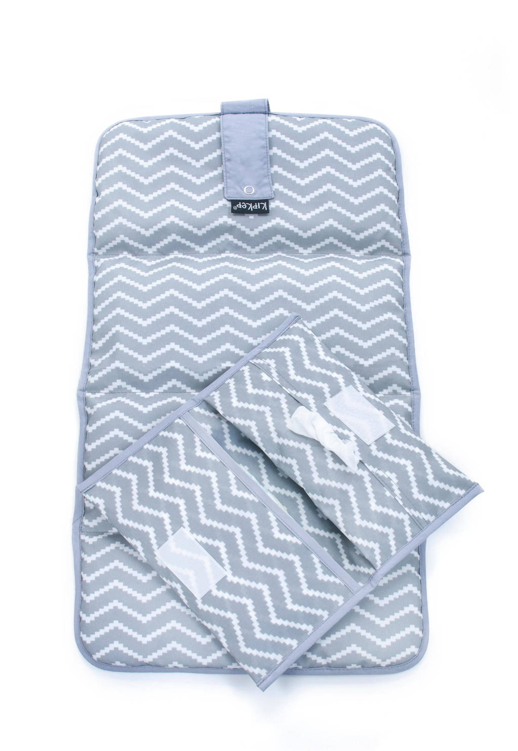 Napper combi: verschoonmatje + luieretui silver grey