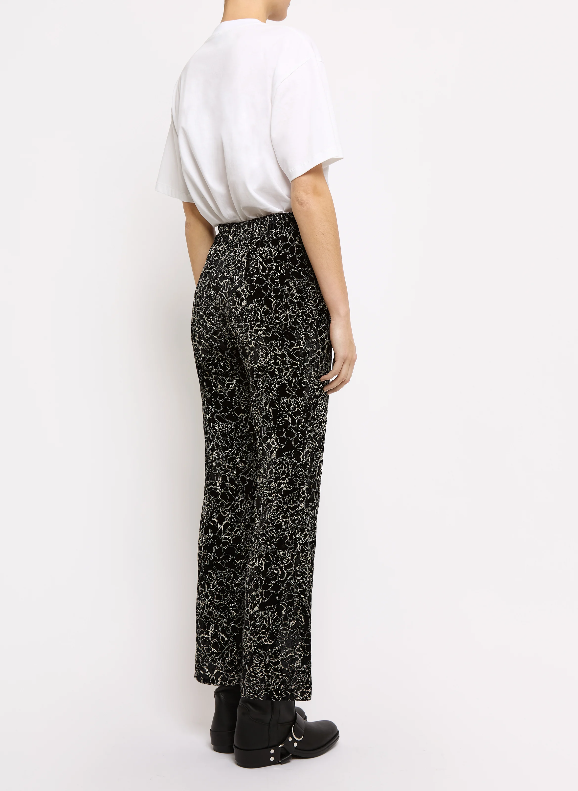 WASSON - Pantalon droit en velours brodé | Noir