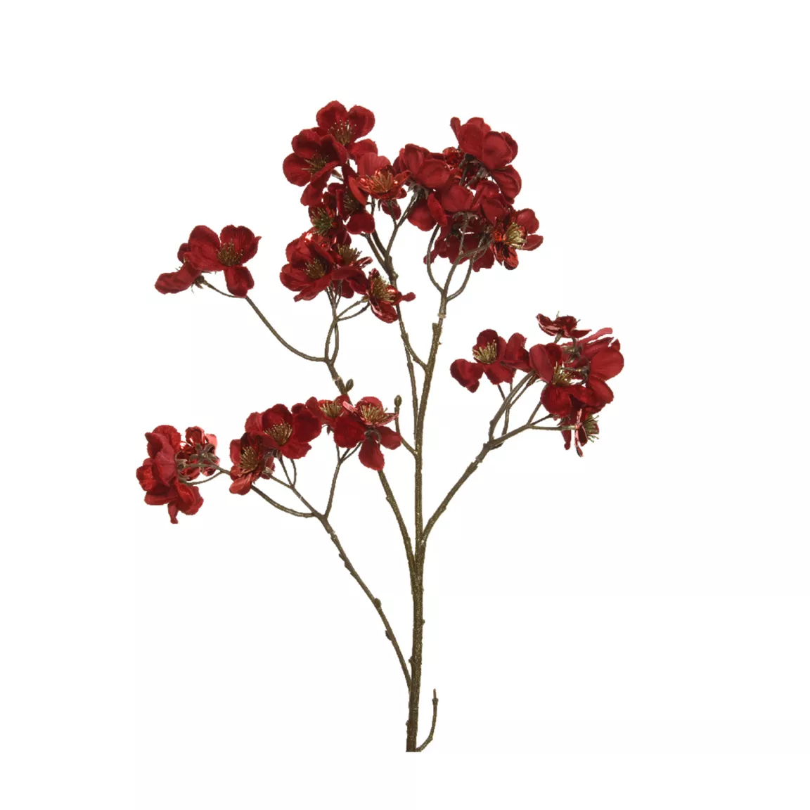 Branche de fleurs (H78 cm) Cornouiller en velours Rouge
