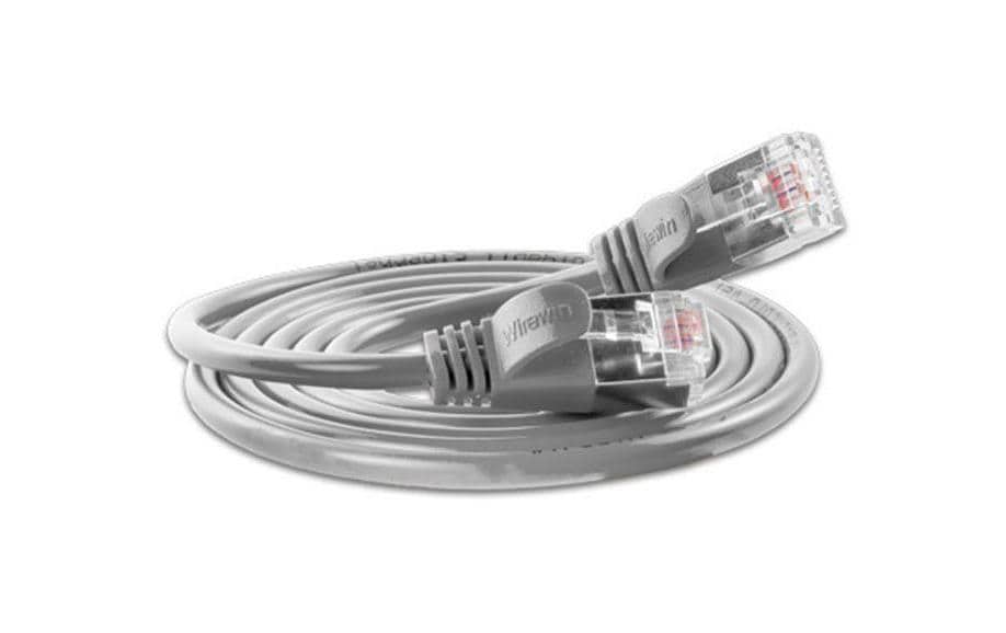 Slimpatchkabel RJ-45 - RJ-45, Cat 6, U/FTP, 1 m, GrauGeschirmtes Cat 6 Twisted-Pair-Kabel (U/FTP) mit Klinkenschutz